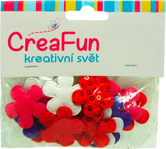 Flitteres textilvirágok, színkeverék, 28 mm, 20 db