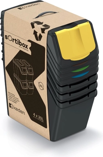 Sortibox 4×20 l szelektáló kuka szett – egymásra rakható szemetesek