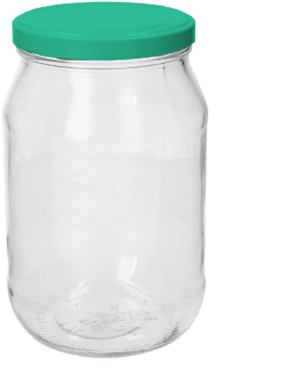 1700 ml-es üveg edény széles nyakkal és 100 mm-es tetővel