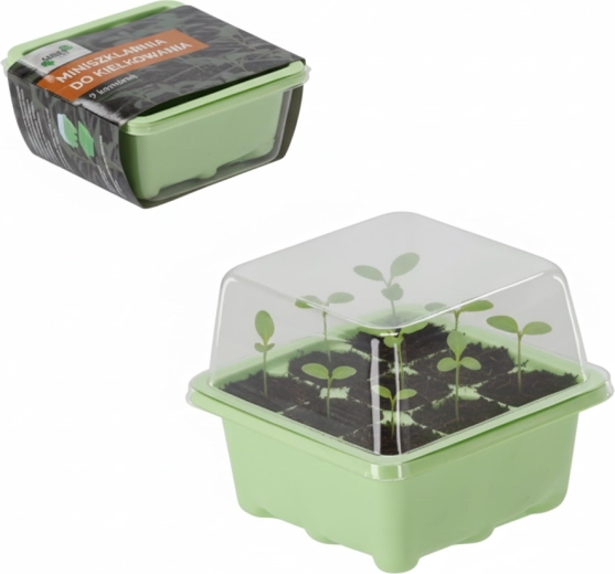 Mini üvegház csíráztatáshoz, 9 rekesszel