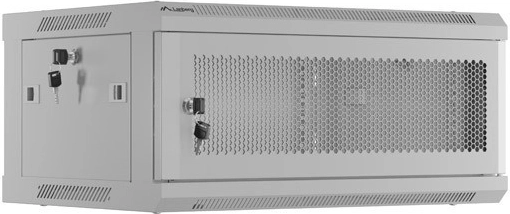 Fali 19" rack szekrény 4U 600 × 450 perforált ajtóval, szürke