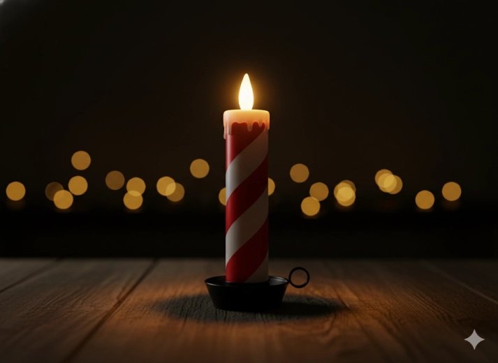 Karácsonyi LED gyertya fehér–piros 10 × 10 × 27,5 cm időzítővel