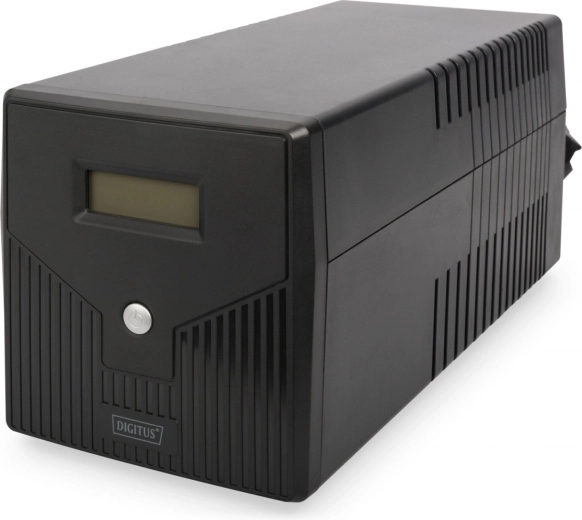 Line-interaktív LCD-s UPS, 1000 VA/600 W, 2x12 V/7 Ah, AVR, 4x SCHUKO, USB, RS232, RJ45