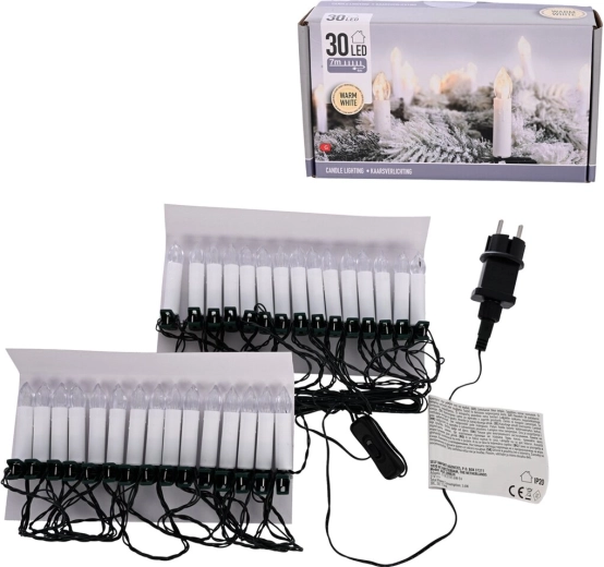 LED fényfüzér gyertyákkal UH 30 LED 4 m meleg sárga fénnyel