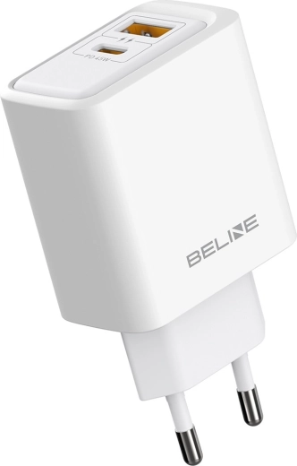 Beline GaN 45 W-os hálózati töltő USB-A és USB-C csatlakozóval, fehér