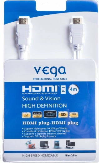 HDMI kábel 4 m 10,2 Gb/s fehér VEGA