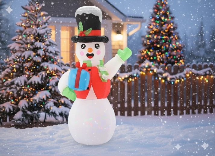 Felfújható, világító hóember 180 cm LED-del