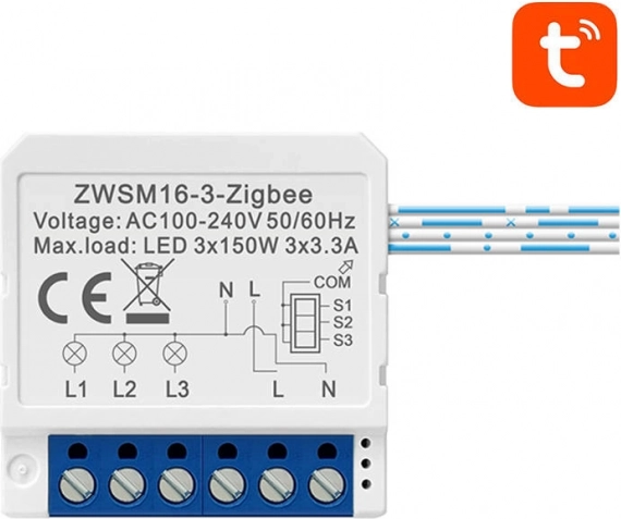 Intelligens ZigBee kapcsoló modul Avatto ZWSM16-W3 TUYA