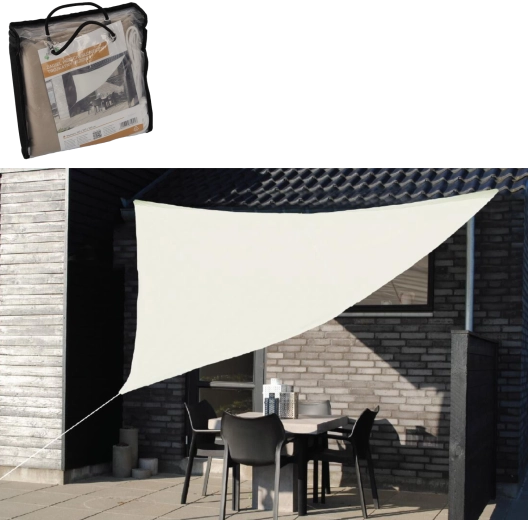 Háromszög alakú árnyékoló vászon, bézs, 3,6 m