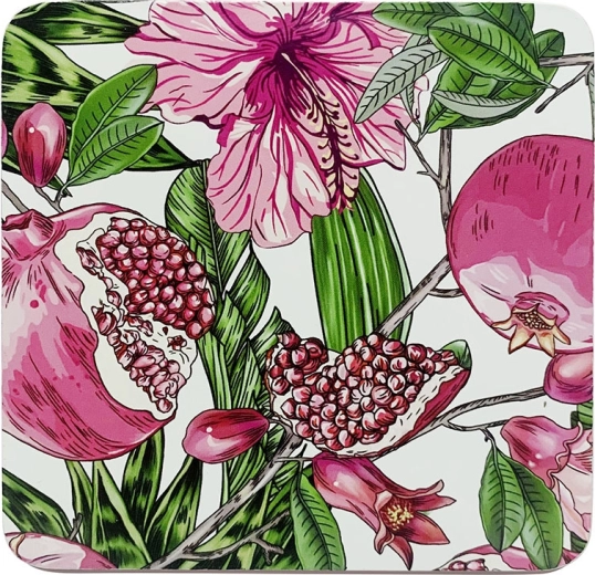 4 db Hibiszkusz poháralátét szett 10 × 10 cm ajándékdobozban