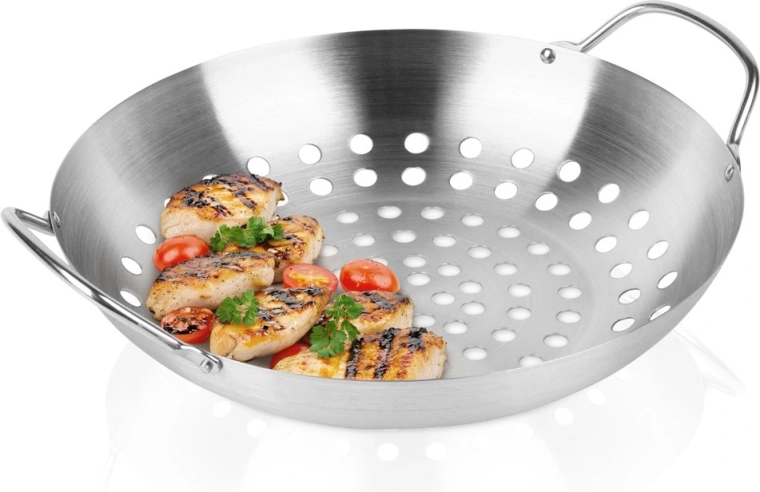 Vilde perforált rozsdamentes acél grillkosár 28 cm