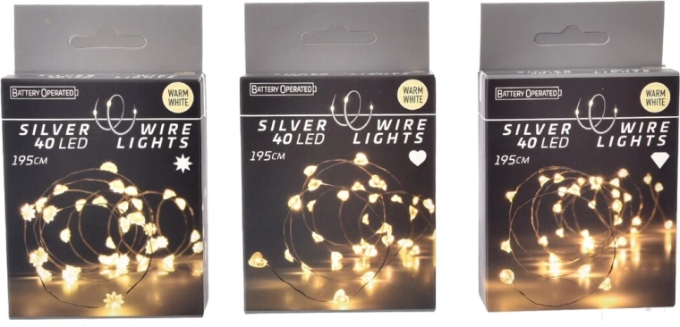 Sárga LED fényfüzér 40 LED-del (3 változat)