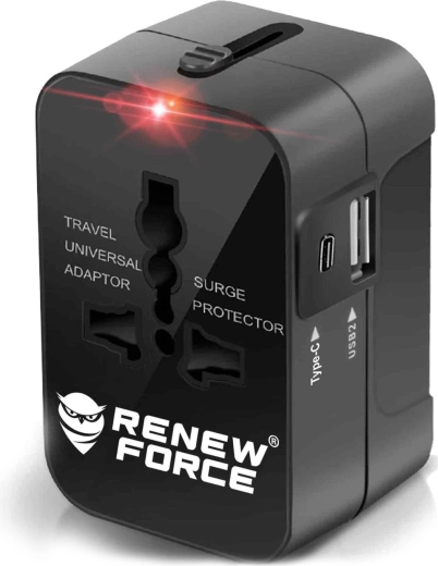 Univerzális utazó konnektoradapter (US/UK/EU/AU) USB-töltéssel