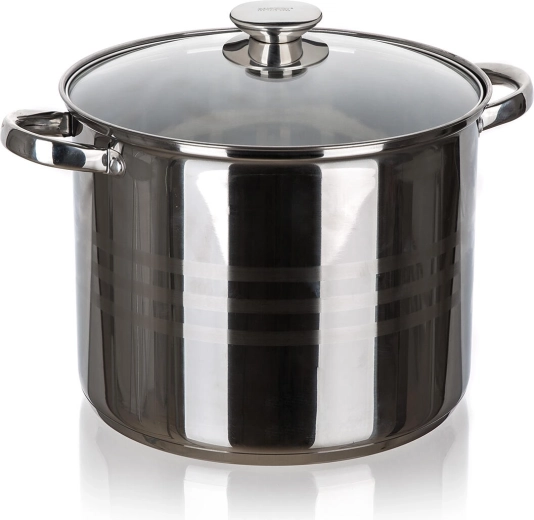 LIVING rozsdamentes acél fazék, 26 cm, üveg fedővel, 11,1 l