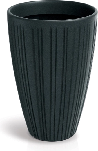 Magas bordázott Fero Round High virágcserép, 48 cm – sötétszürke