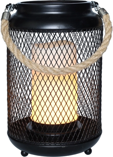 Solight fém lámpás LED-gyertyával, meleg fehér, fekete, 20 cm