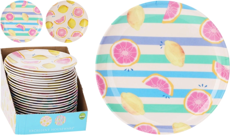 Lapos melamin tányér 20 cm gyümölcsmintával