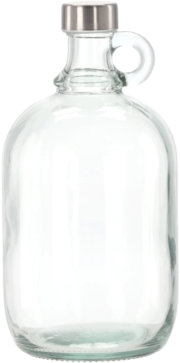 Üvegből készült, füllel ellátott 3 l-es demizson csavaros záróelemmel