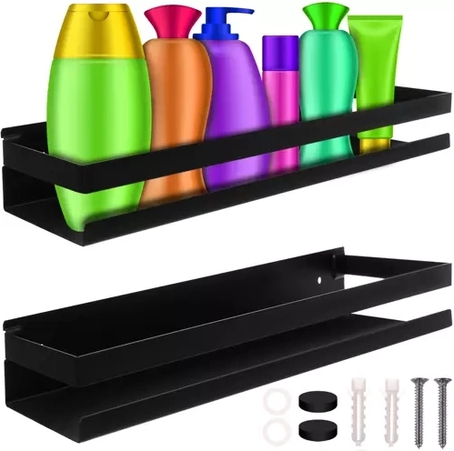 Fekete RUHHY fürdőszobai polc, 50 cm