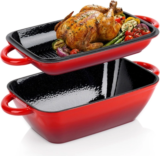 Öntöttvas zománcozott tepsiszett 2 az 1-ben fedővel CAST ENAMEL 3,5 / 1,5 l