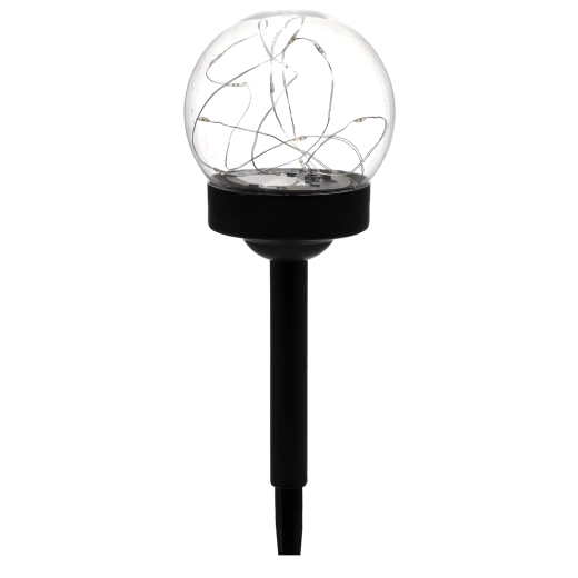 Napelemes kerti lámpa üveggömbbel, meleg fehér, fekete cövek