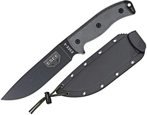 ESEE túlélőkés 16,5 cm sima éllel, fekete/szürke, Micarta, tok