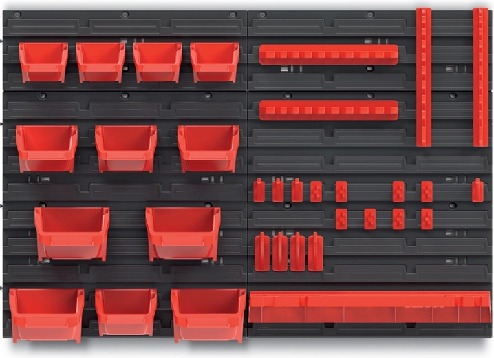 Fali panel 12 dobozzal, BINEER kampókészlettel és BINNER polccal