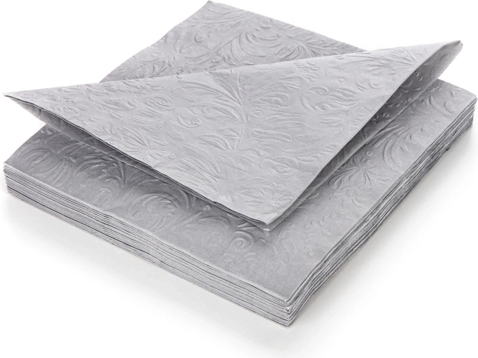 Papír szalvéták 33 × 33 cm, szürke, 3 rétegű, dombornyomott, 20 db