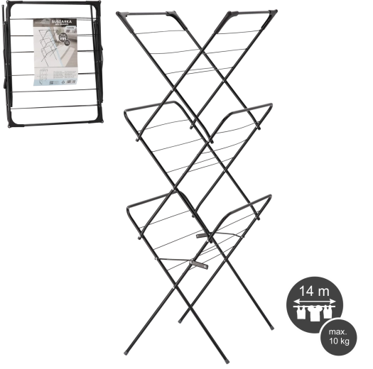 Összecsukható ruhaszárító Camilla, fekete 62 × 51 × 136,5 cm