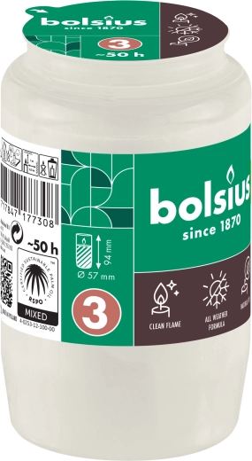 Bolsius sírhelyi mécses/lámpás betét 50 óra – fehér