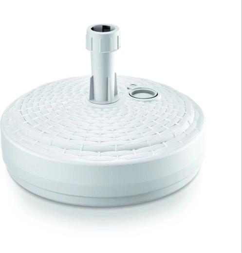 Kerek napernyőtalp, 39 cm, fehér, rattan hatású