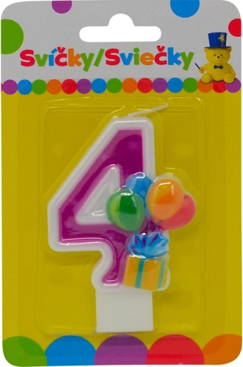 Szülinapi gyertya 4-es szám lufikkal