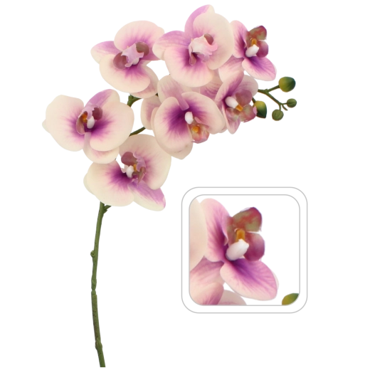 Mű orchidea ág 82 cm rózsaszín-fehér