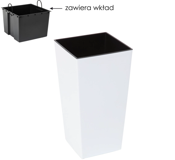 Finezja virágcserép betéttel 30 × 30 cm, fényes fehér