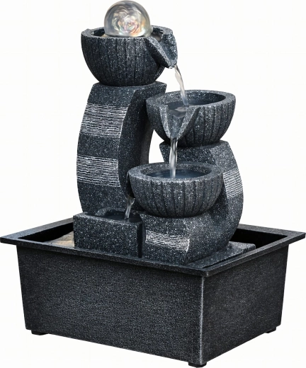 Asztali dekoratív kerti szökőkút LED világítással 30 × 15,5 × 21 cm