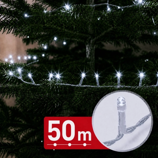50 m-es LED fényfüzér, 1000 LED, hideg fehér