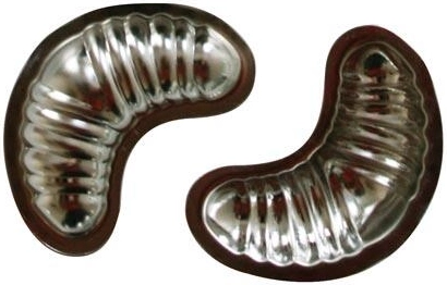 Kis kifliformák, 20 db, ónozott lemez