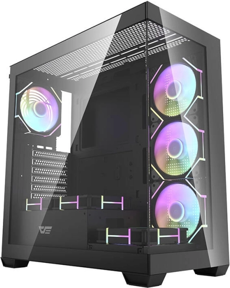 Darkflash DS900 számítógépház, fekete, 7 ARGB ventilátorral