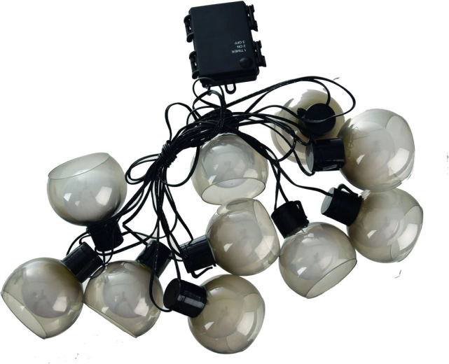 LED fényfüzér üveg búrákkal, sárga fény, 2 m, 10 LED
