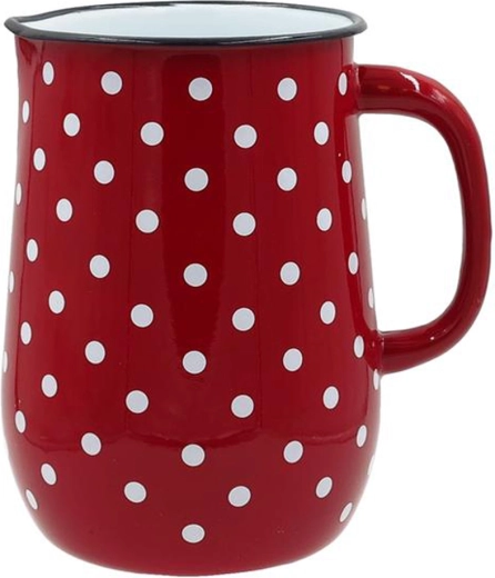 Zománcozott kancsó 2,5 l, piros, fehér pöttyökkel TORO