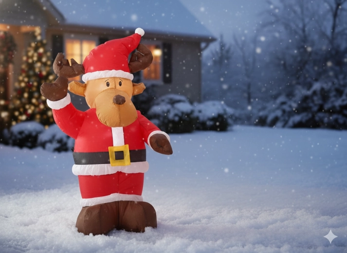 Felfújható karácsonyi rénszarvas LED világítással, 135 cm