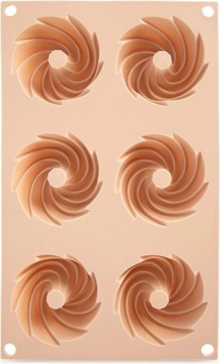 Muffin- és mini kuglófformák kéménnyel, szilikon, bézs, 28 × 17 × 3 cm