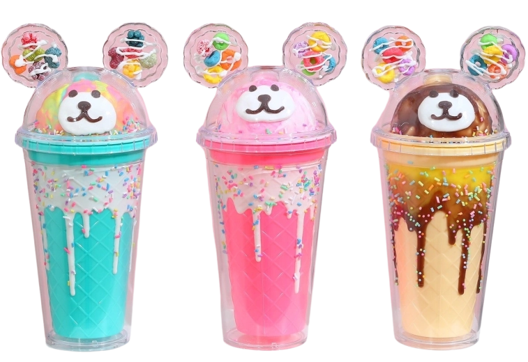 Bögrék fedéllel és szívószállal – Mackó 480 ml (több változat)