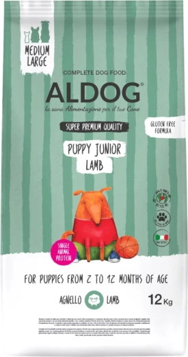 Aldog Puppy Junior Lamb Medium/Large száraztáp kölyökkutyáknak közepes és nagy testű fajták számára 12 kg