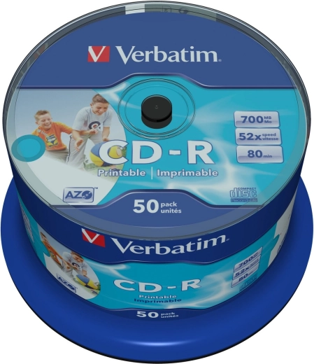Verbatim CD-R AZO 700 MB 52x tintasugaras nyomtatásra alkalmas felülettel – 50 db