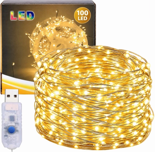 Karácsonyi fényfüzér dróton 100 LED-del, 3 m - 1 darab