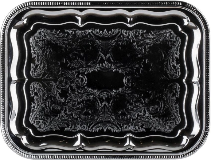 AKCENT szögletes szervírozótálca 41 × 31 cm, krómozott