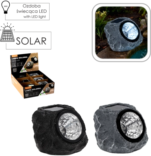 Napelemes kerti lámpa kőhatásban 12,6 × 14,4 × 10 cm