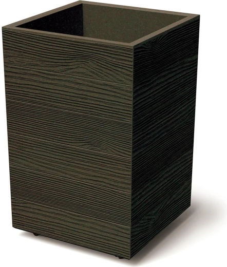 Prosperplast Madera Square 38,5 cm műanyag virágláda betéttel és kerekekkel, fa dekorral
