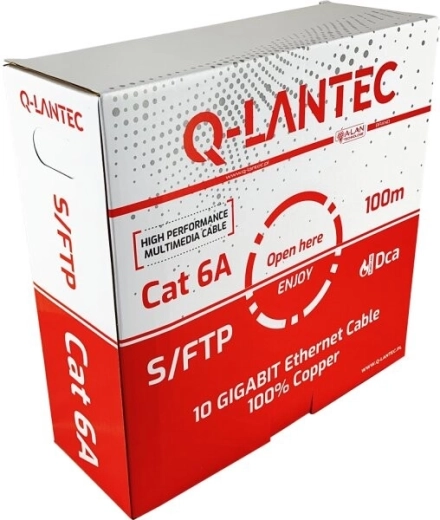 Q-LANTEC S/FTP 6A kategóriájú LSOH Dca teleinformatikai kábel, 100 m